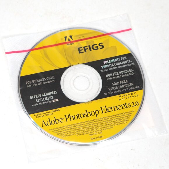 Vintage Adobe Photoshop Elements 2.0 Editing Program CDROM Windows Macintosh - Picture 1 of 3